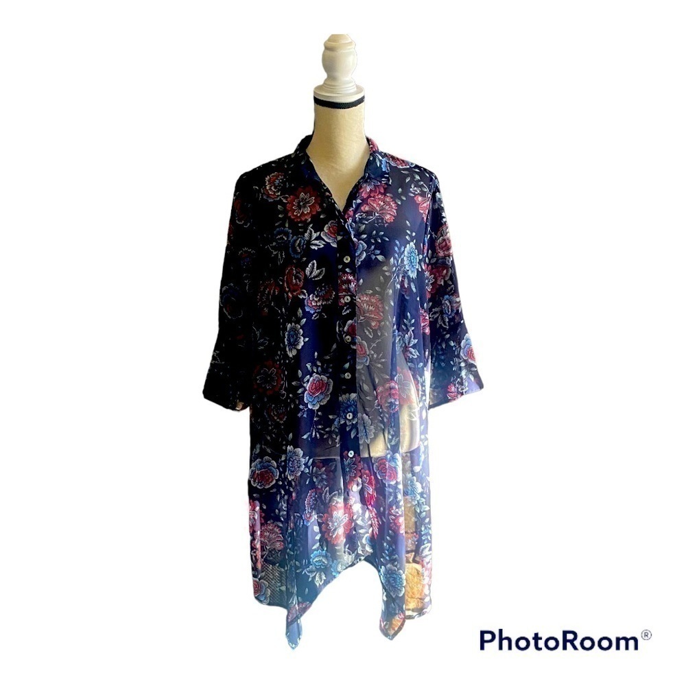 LORALETTE-FLORAL SHEER TOP-2X